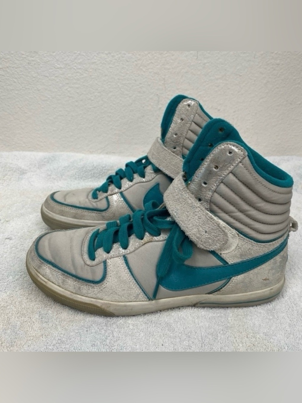 Nike Women's Aero Flight High Top Teal Silver Sneaker Shoes 365965-031 Size 6.5